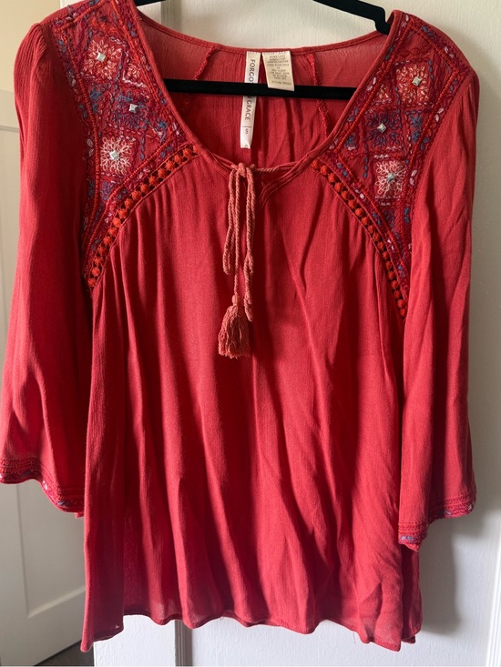 Forgotten Grace Tops - Forgotten Grace Red Boho Peasant Blouse | SZ Sm | like new | 52% cotton